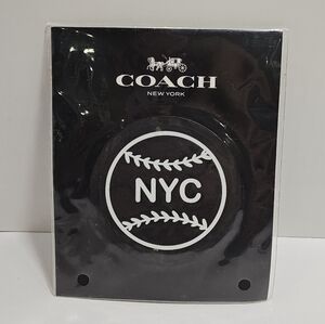 Coach NYC Black Leather Patch Keychain